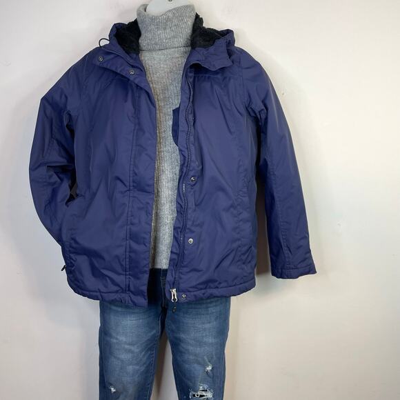 LL Bean Winter Warmer Plush Lined Hooded Winter Snow Jacket Coat Navy Womens M - Picture 11 of 17